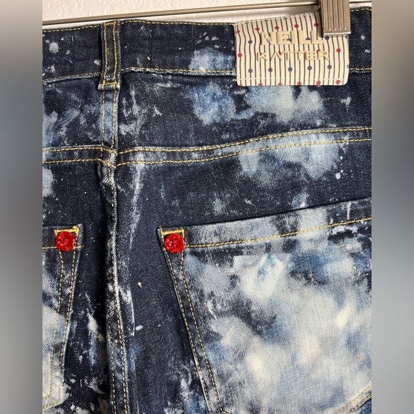 NWT NEILL KATTER paint print designer skinny jeans stretchy 28 made in Italy - Picture 6 of 9
